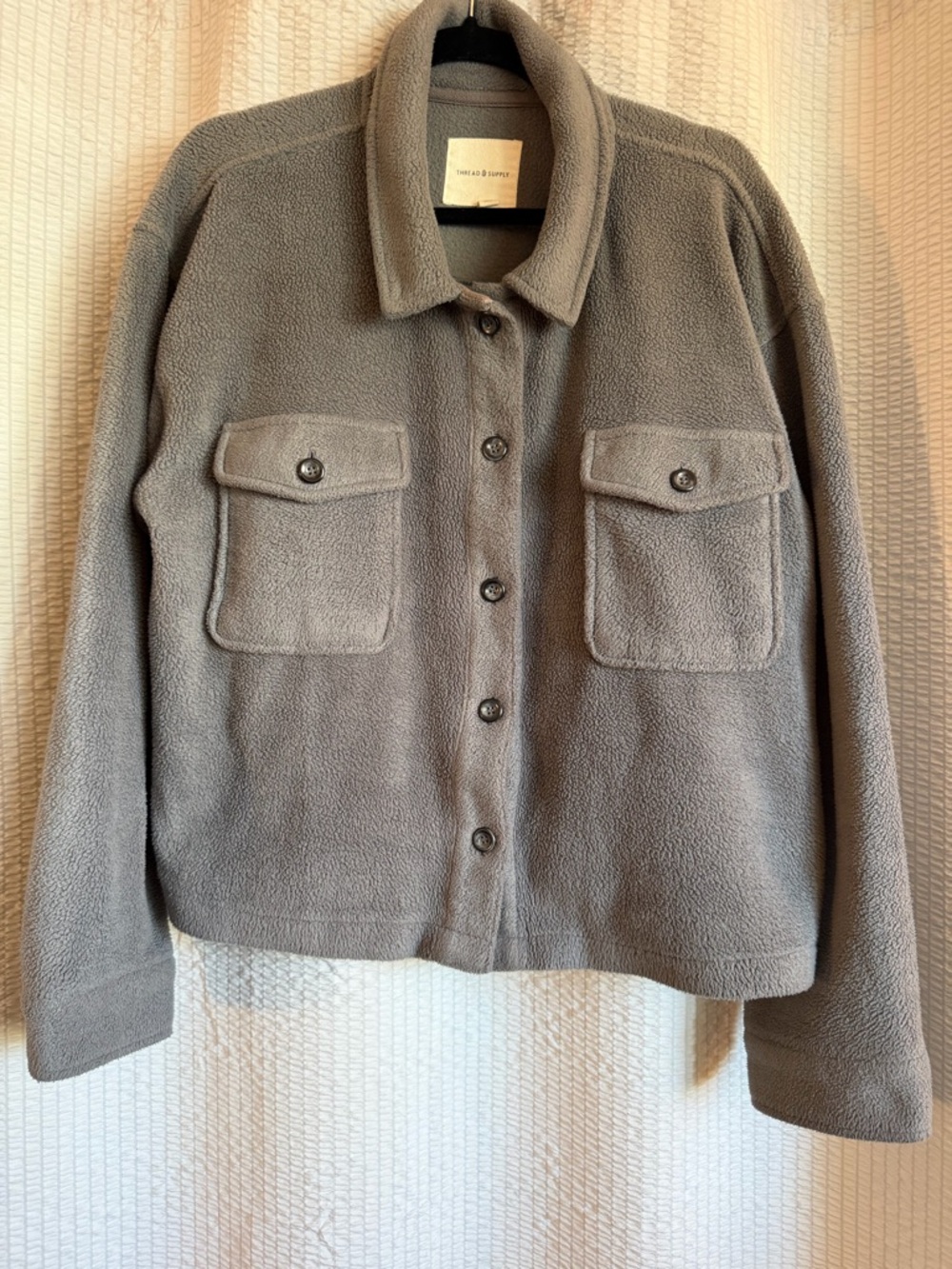 Frame Denim Taupe Gray Teddy Shacket
